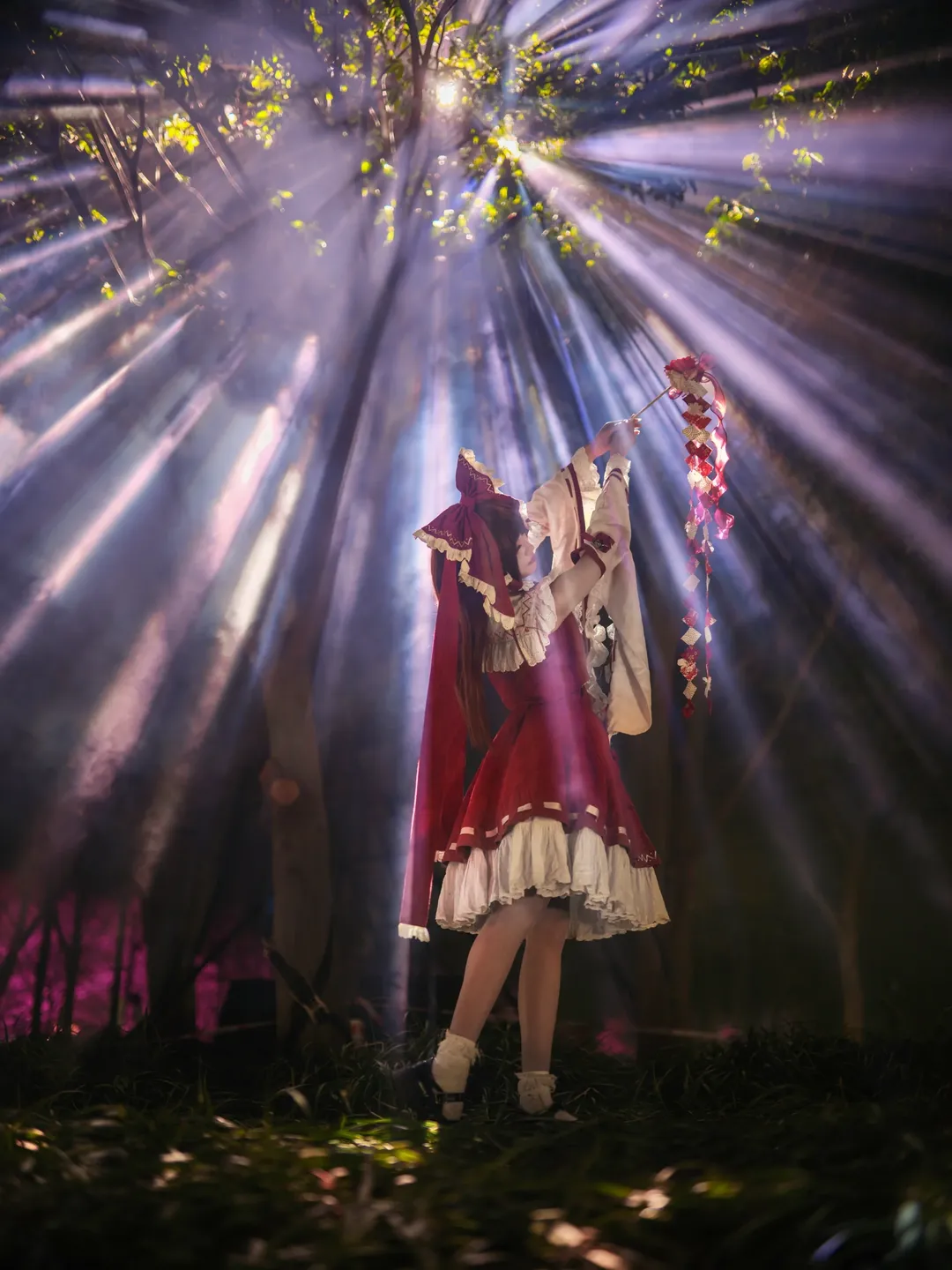 cosplay, 森林摄影, 博丽灵梦cos, 东方project, 白丝cos