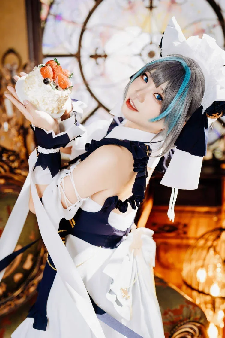柴郡cos, 碧蓝航线, 二次元cosplay, 女仆装cos, 复古风摄影 - 第1张