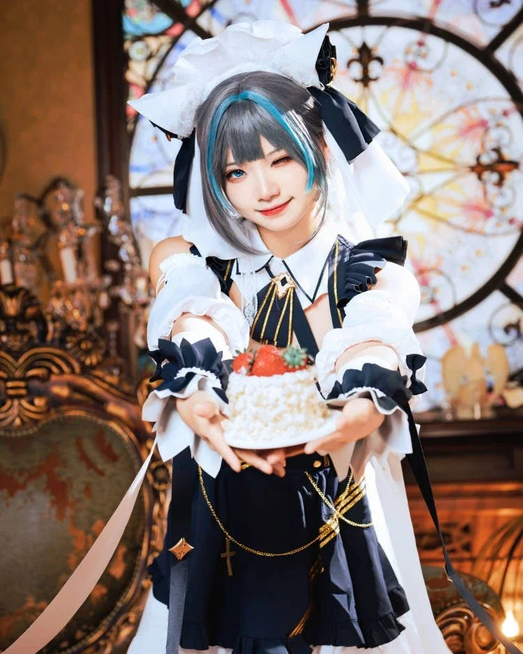 柴郡cos, 碧蓝航线, 二次元cosplay, 女仆装cos, 复古风摄影 - 第2张