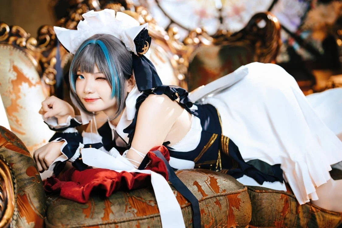 Cheshire Cosplay, Azur Lane, Anime cosplay, Maid outfit cosplay, Retro style photography