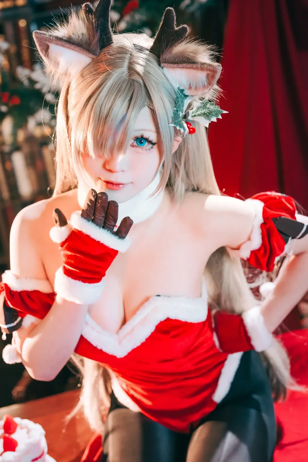 cosplay, 蔚蓝档案, 一之濑明日奈cos, 黑丝, 圣诞驯鹿 - 第1张