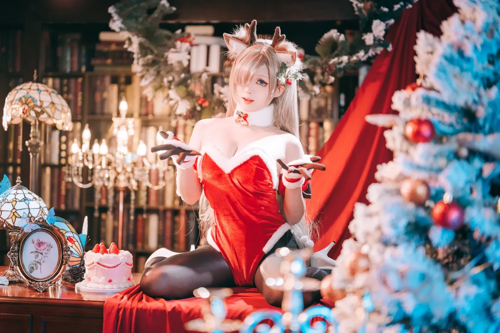 cosplay, 蔚蓝档案, 一之濑明日奈cos, 黑丝, 圣诞驯鹿 - 第4张
