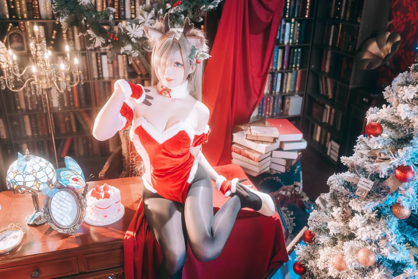 cosplay, 蔚蓝档案, 一之濑明日奈cos, 黑丝, 圣诞驯鹿 - 第8张