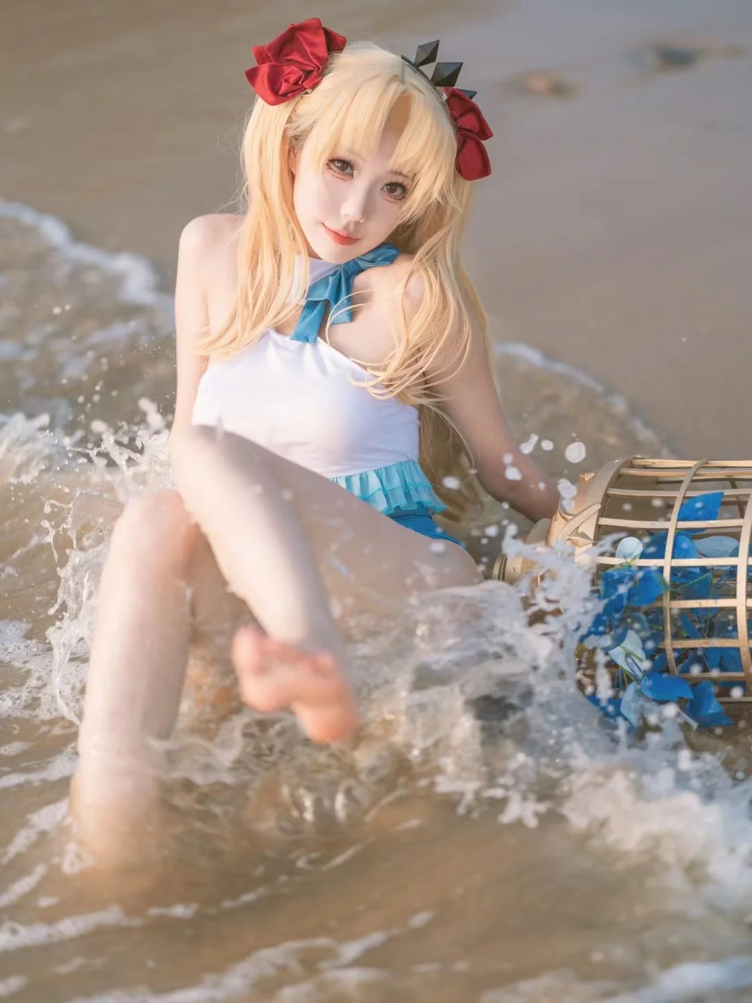 水着, Fate/Grand Order, イシュタルコスプレ, スペース・エレシュキガル コスプレ, 海辺 - 1枚目