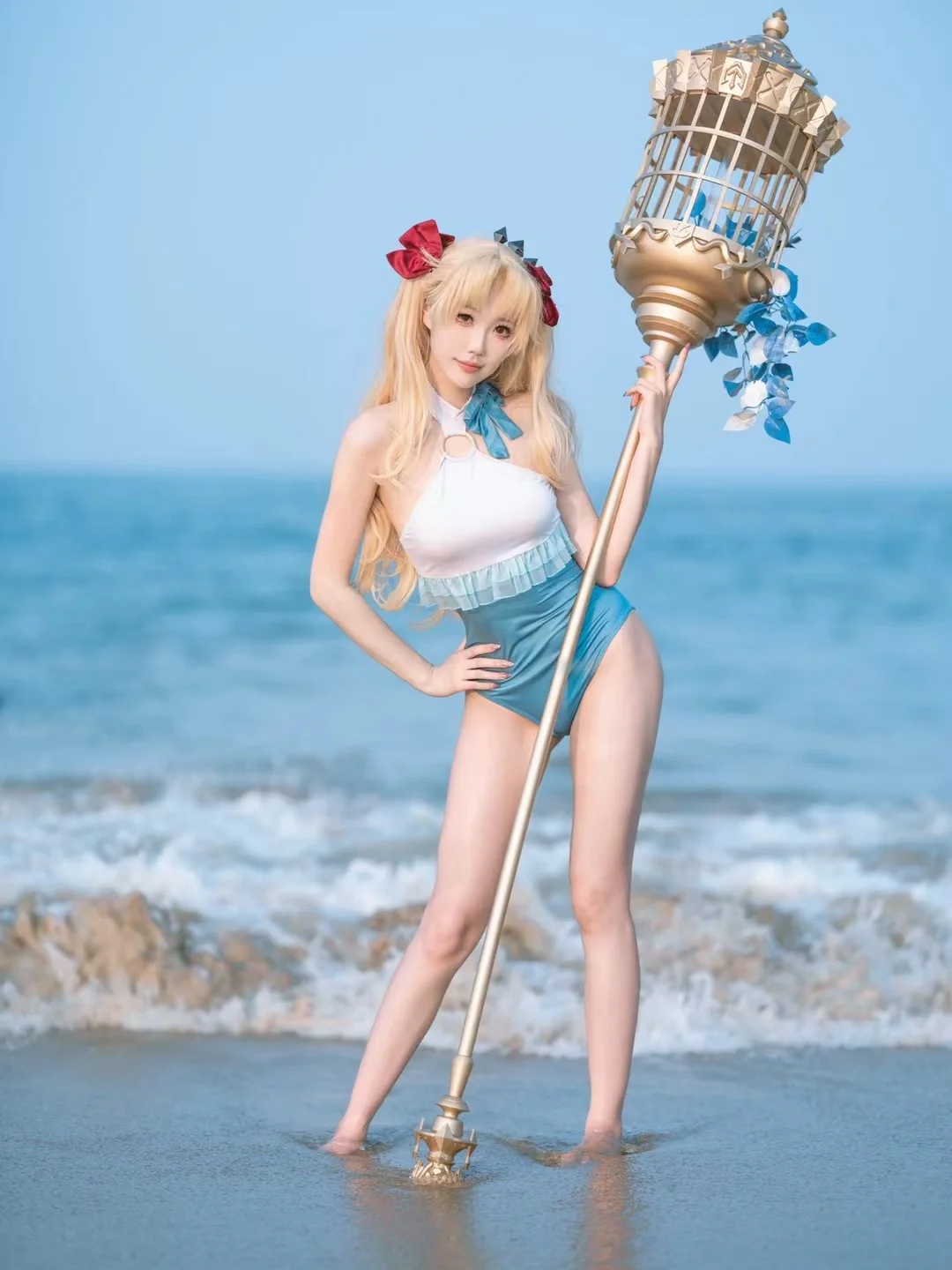 泳装, Fate/Grand Order, 伊什塔尔cos, 兽艾蕾cos, 海边