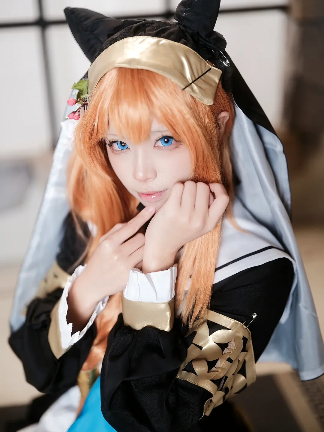 碧蓝档案, 动漫cosplay, 伊落玛丽cos, 修女装, 橘发蓝瞳 - 第2张