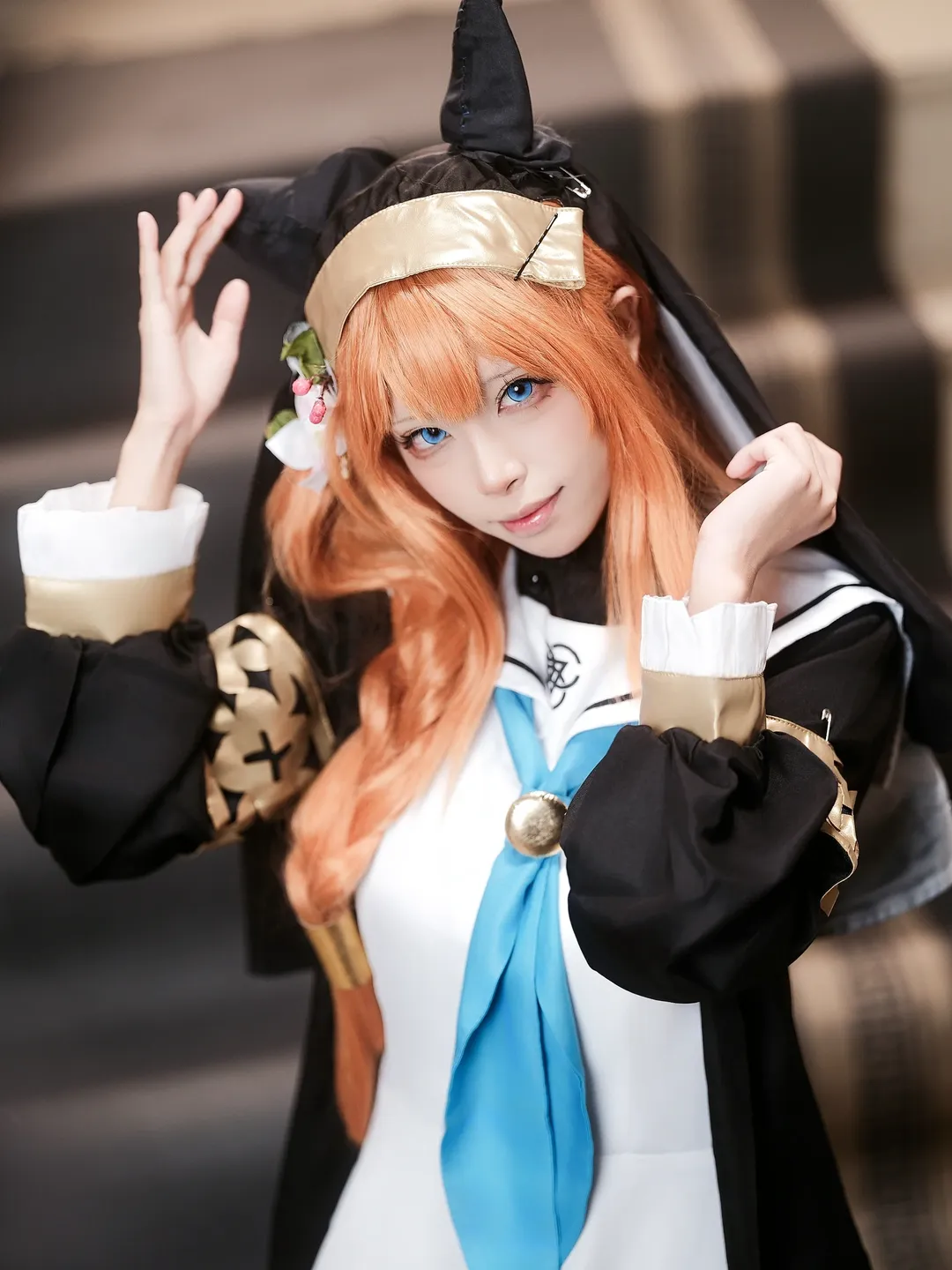 碧蓝档案, 动漫cosplay, 伊落玛丽cos, 修女装, 橘发蓝瞳 - 第9张