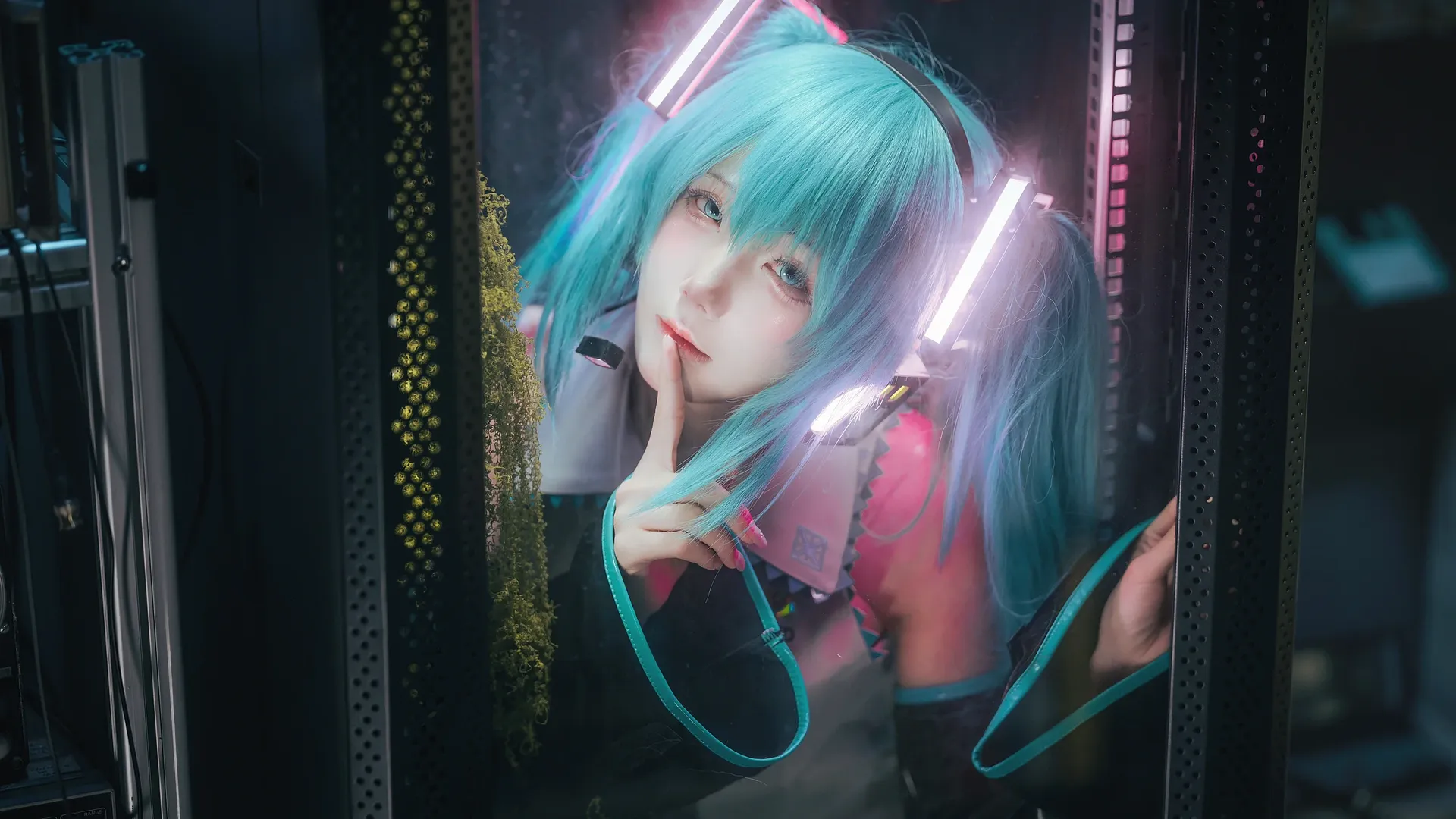 赛博朋克, 初音未来cos, 黑丝, 复古机房, 初始之音 - 第6张