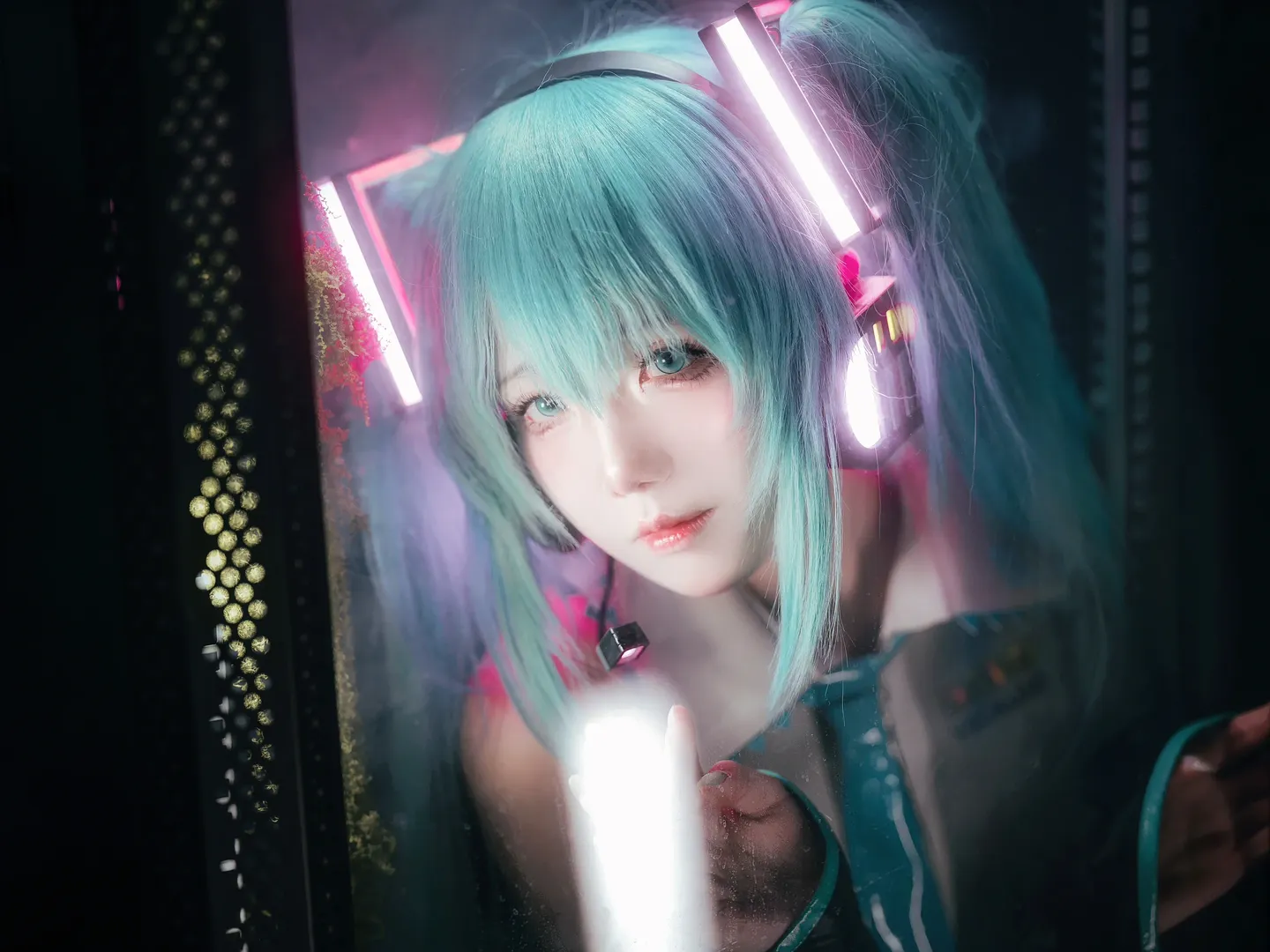 赛博朋克, 初音未来cos, 黑丝, 复古机房, 初始之音 - 第7张