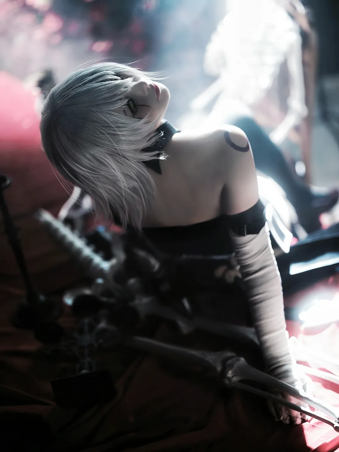 cosplay, fgo, 白丝, 银发, 眼罩