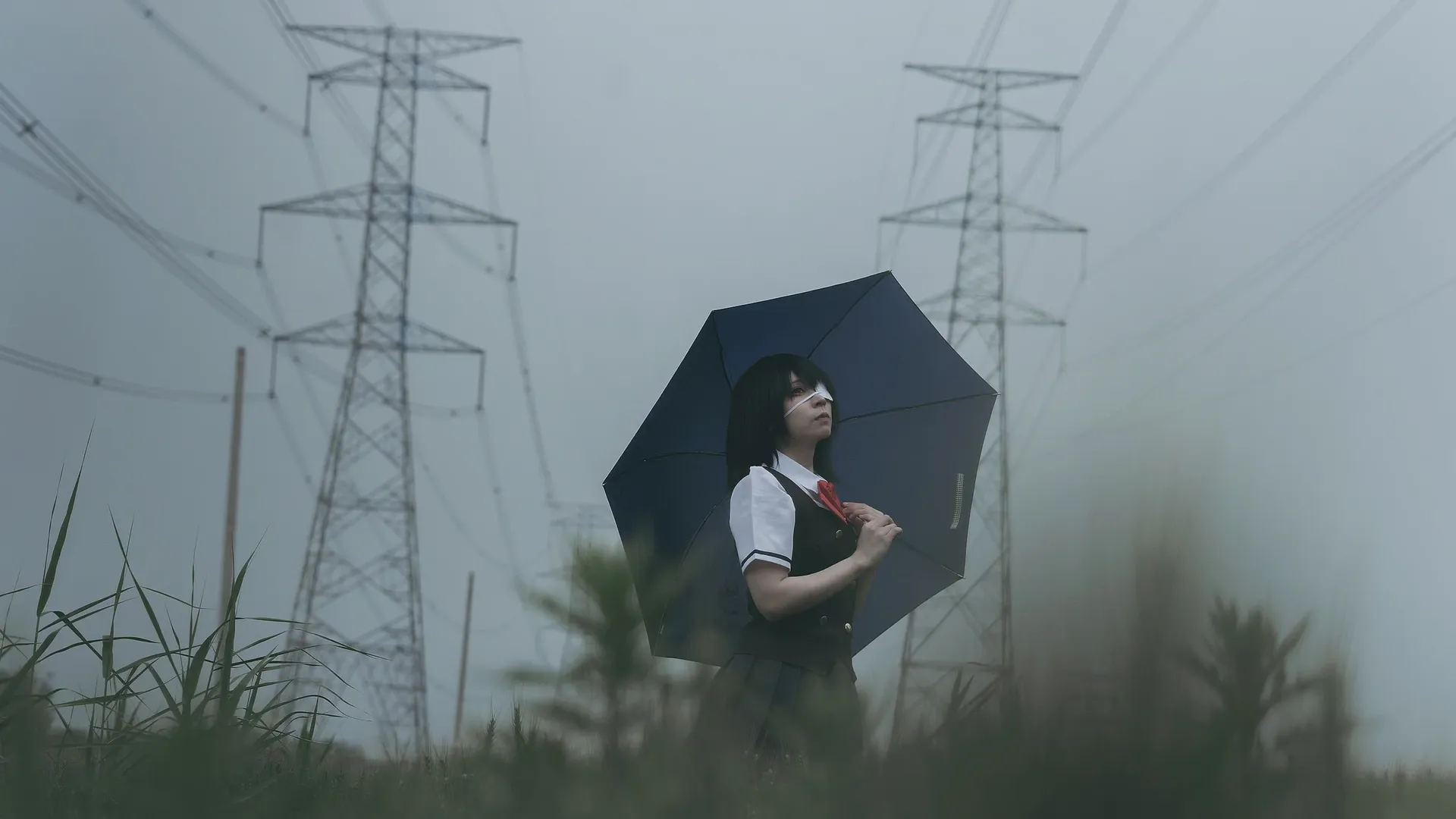 二次元cosplay, 麦田外景, 见崎鸣cos, another, 阴天氛围 - 第10张