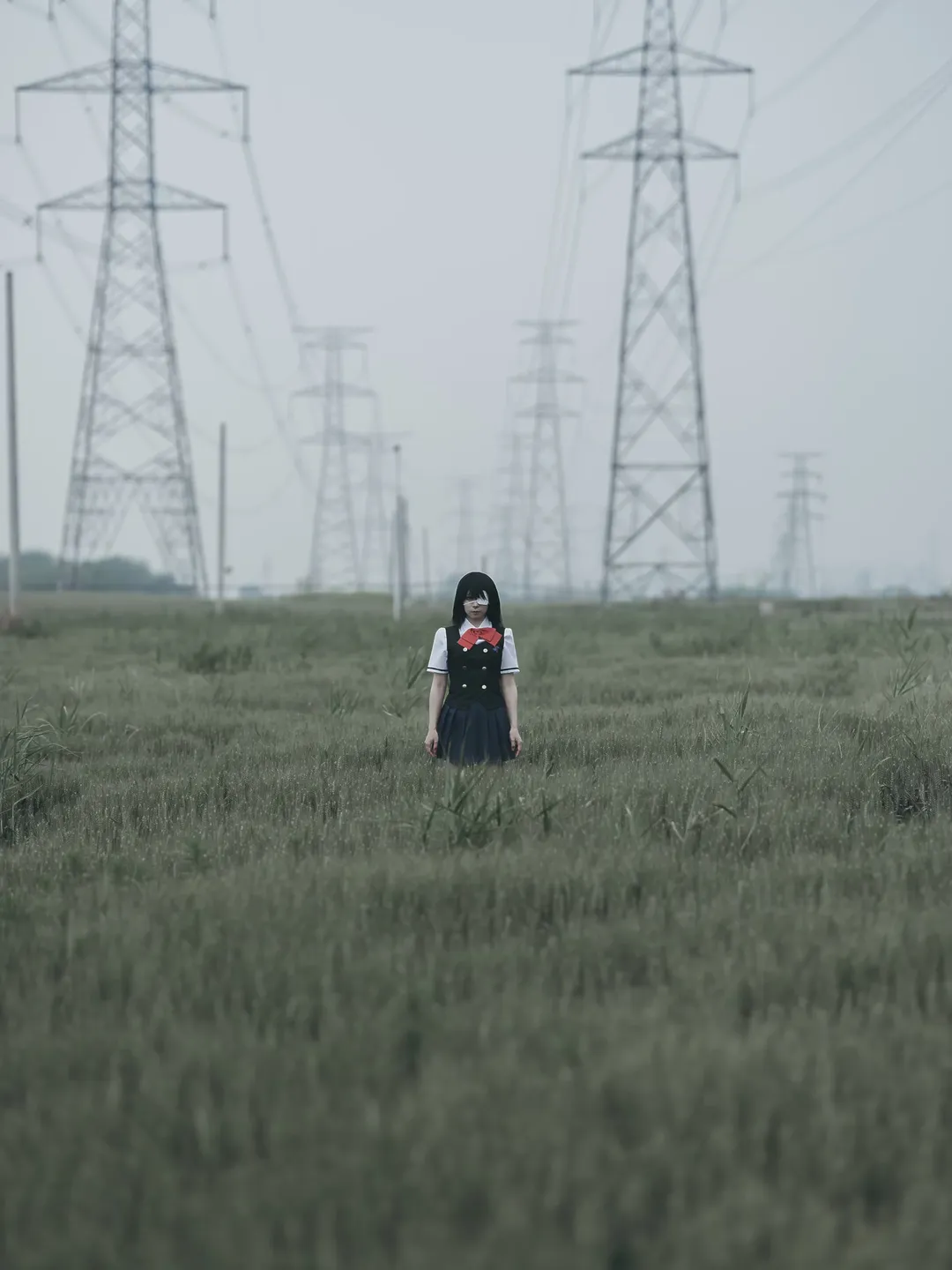二次元cosplay, 麦田外景, 见崎鸣cos, another, 阴天氛围 - 第12张