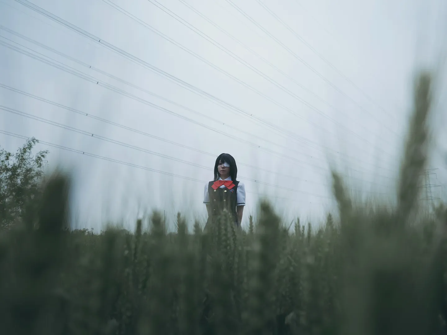 二次元cosplay, 麦田外景, 见崎鸣cos, another, 阴天氛围 - 第14张