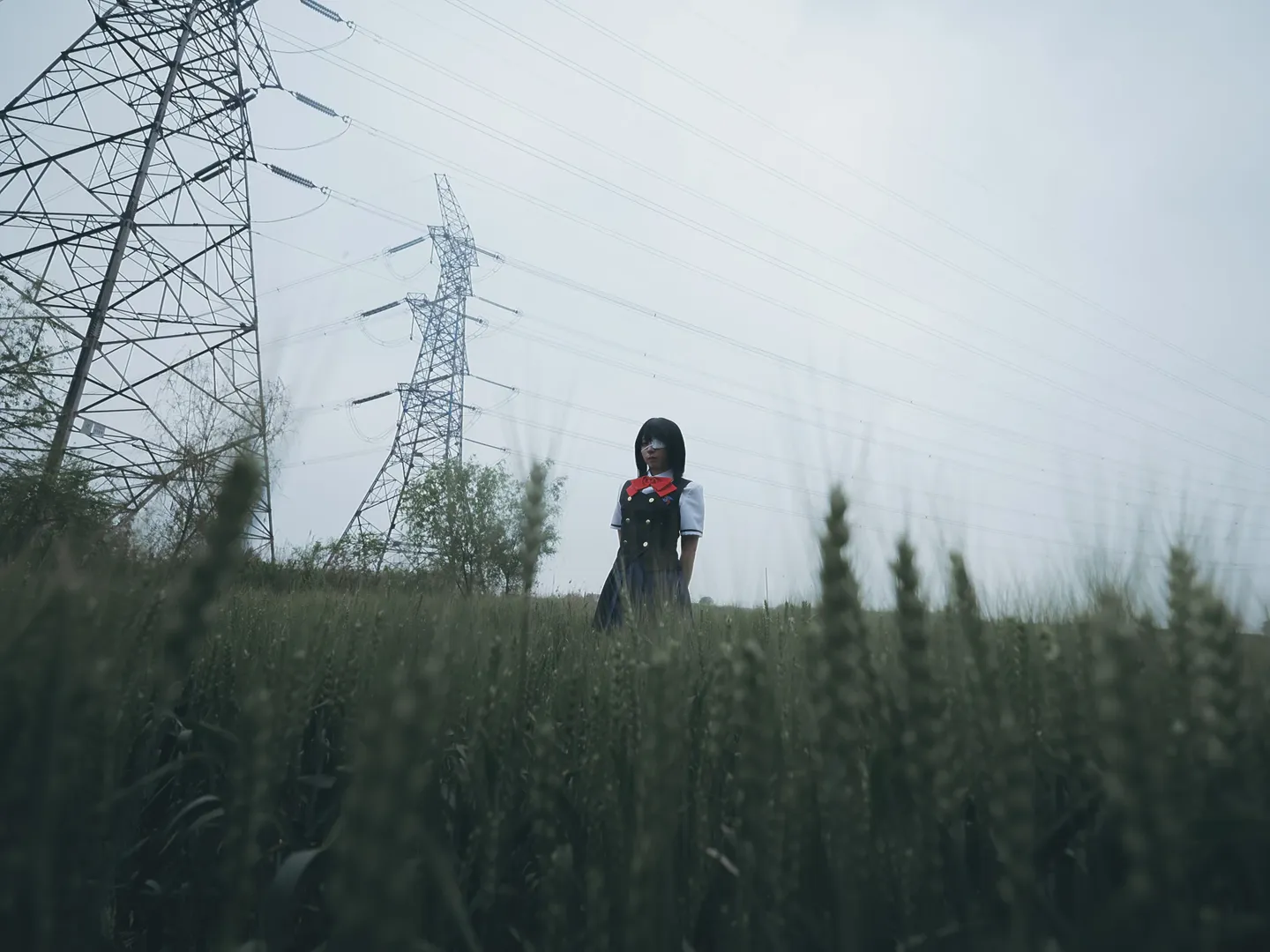 二次元cosplay, 麦田外景, 见崎鸣cos, another, 阴天氛围 - 第4张