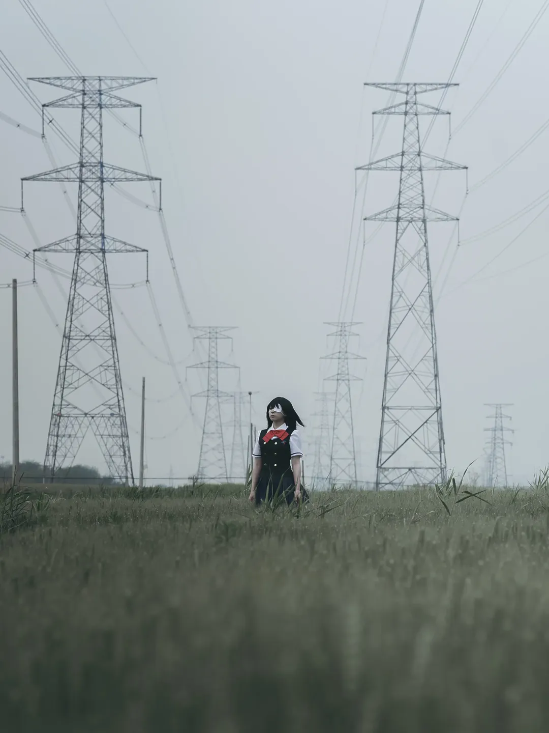 二次元cosplay, 麦田外景, 见崎鸣cos, another, 阴天氛围 - 第6张