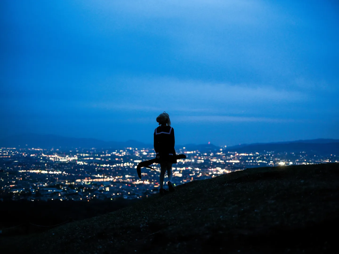 fgo, 夜景, saber cos, 丝袜, 奈良若草山