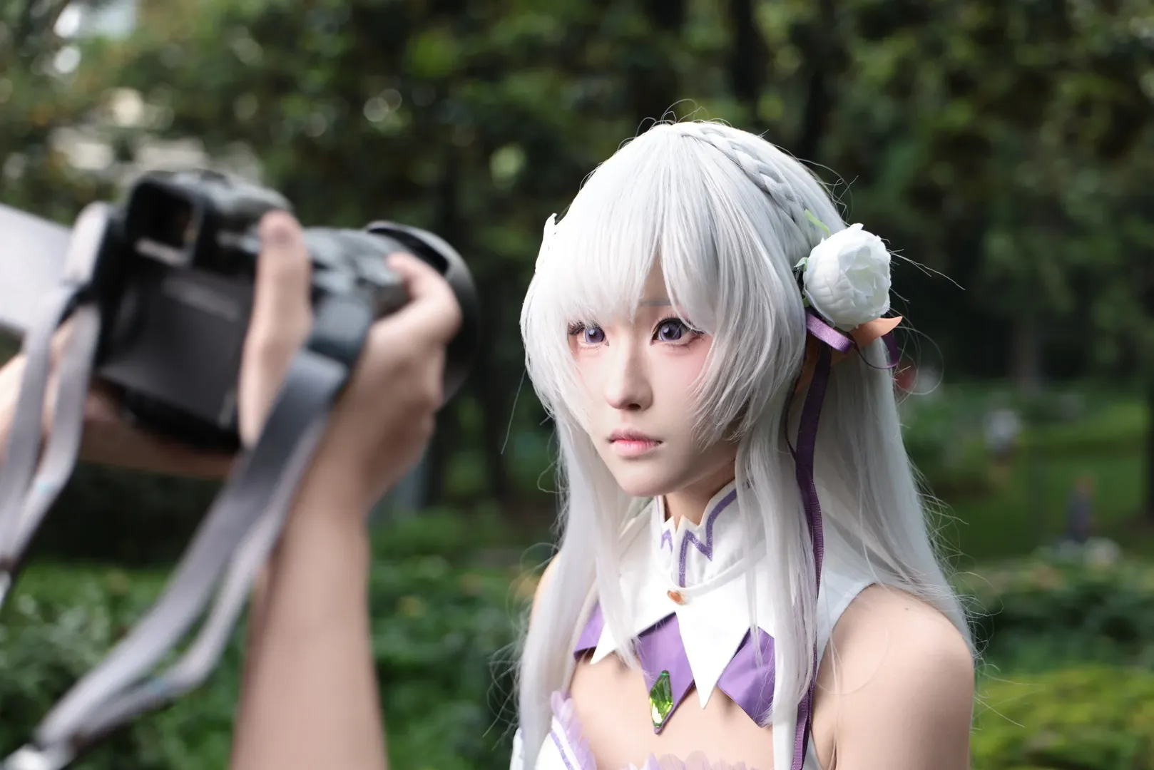 コスプレ, ロケーション撮影, 屋外ポートレート, 銀髪紫眼, Re:ゼロから始める異世界生活コスプレ