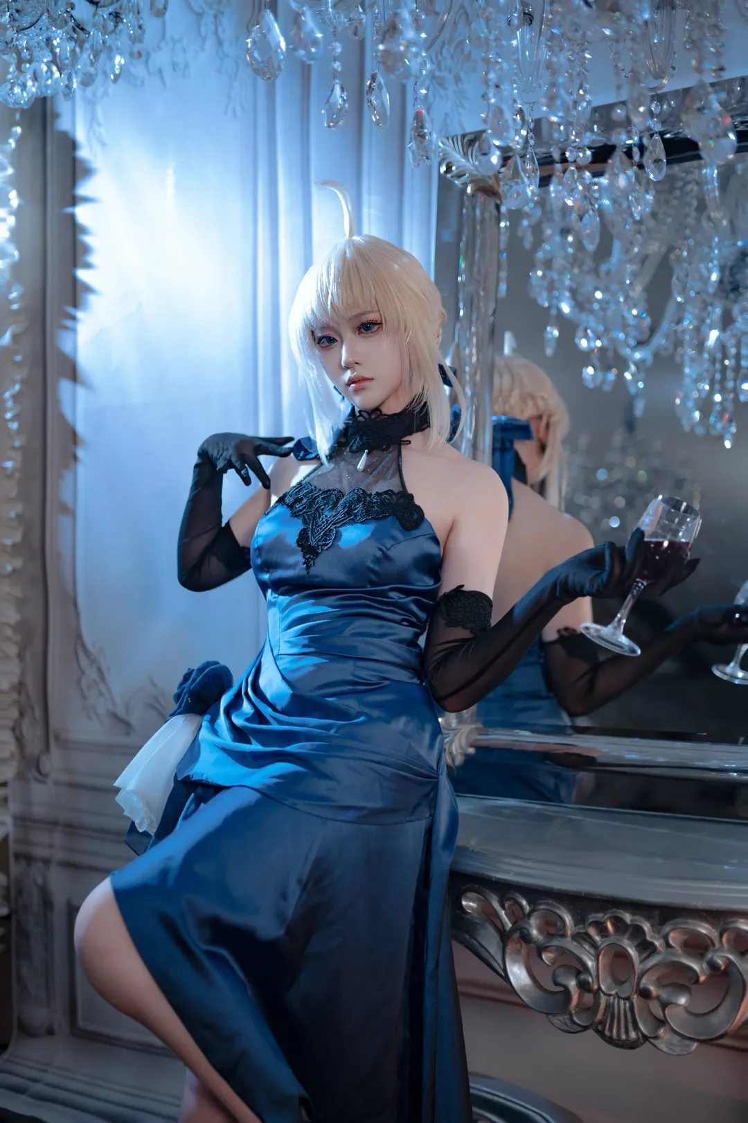 fate, saber阿尔托莉雅cos, 蓝礼服, 王厨, 卡美洛