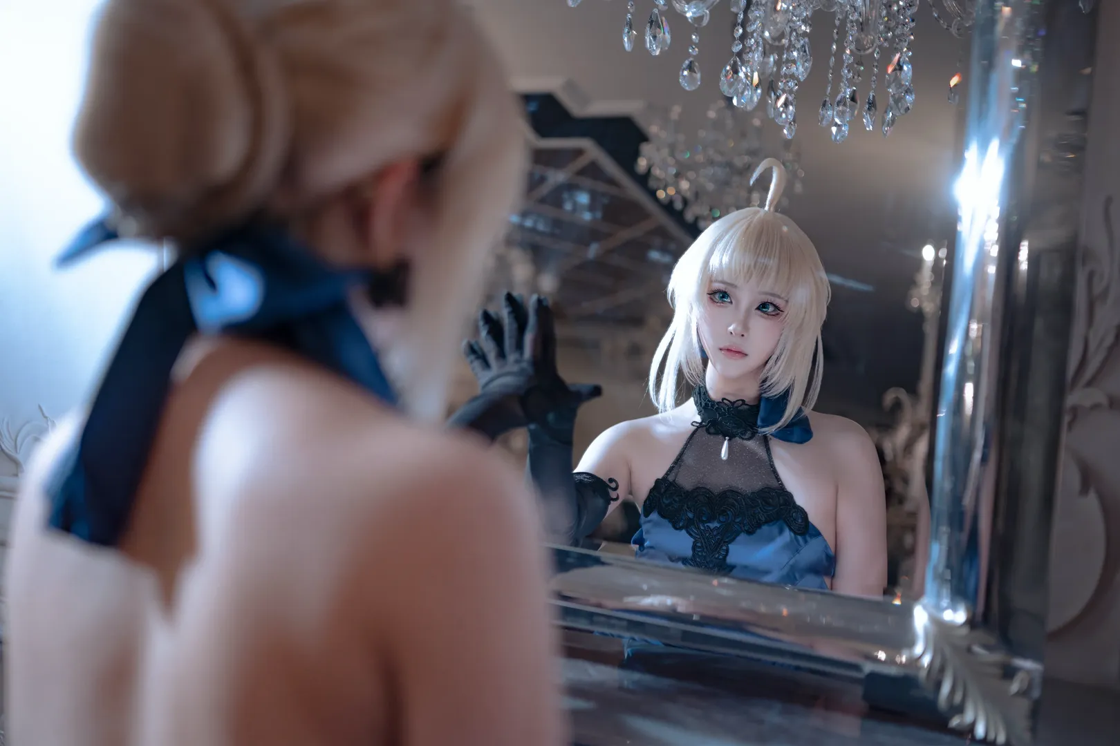 アルトリア コスプレ, フェイト, コスプレ写真, 鏡面構図, クリスタルシャンデリア - 2枚目