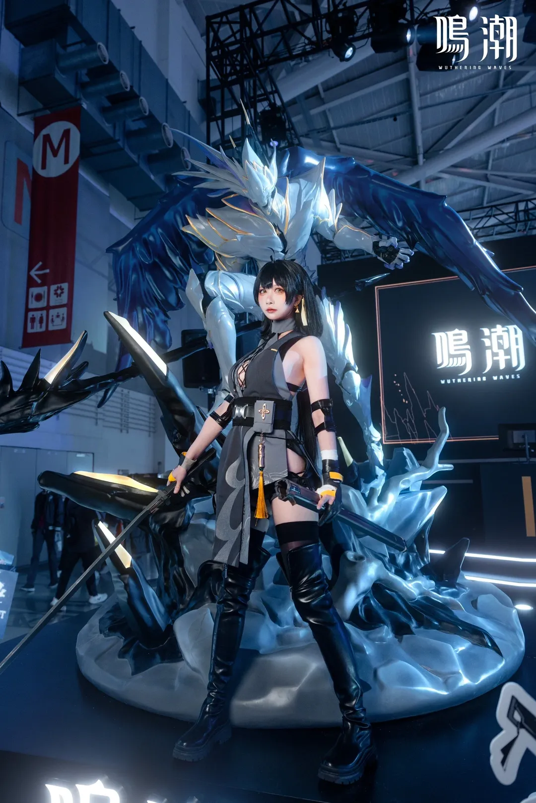 Wuthering Waves, Anime convention cosplay, Black stockings and high boots, Female Rover cosplay, Taipei Game Show