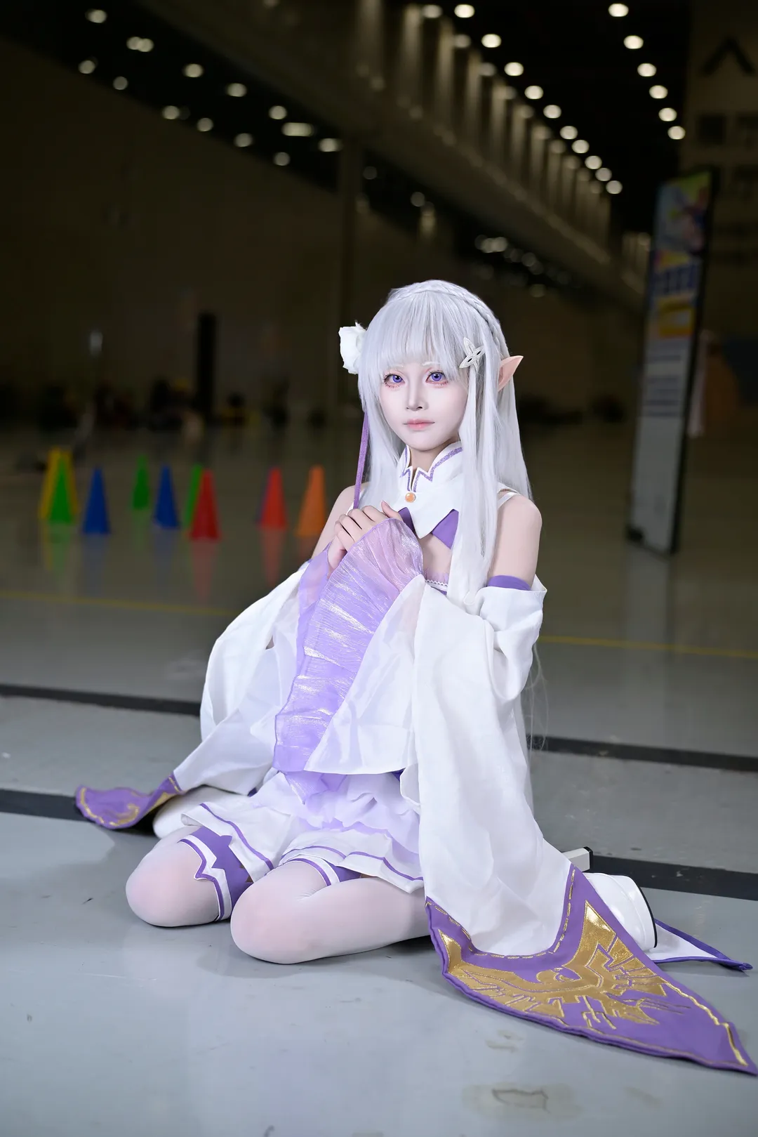Re:ゼロから始める異世界生活, エミリア コスプレ, エルフ耳, 白ニーソコーデ, イベント写真
