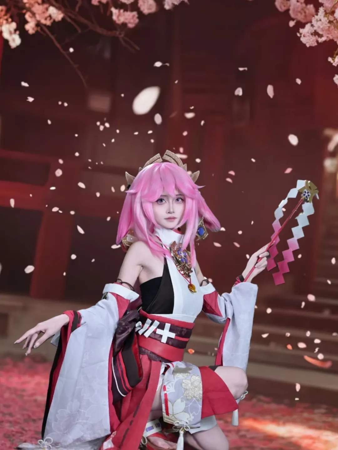 原神, 雰囲気のある写真, 八重神子 コスプレ, 桜の季節, 和風