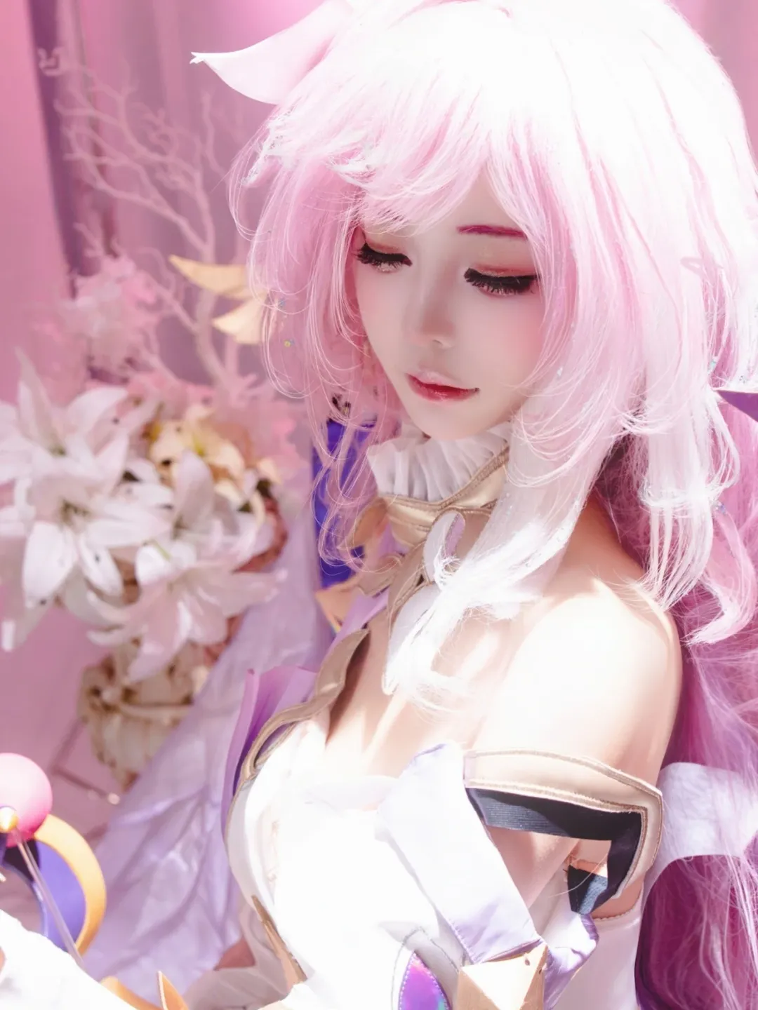 Elysia Cosplay, Honkai Impact 3rd, Anime girl, Pink wig, Dreamy photography