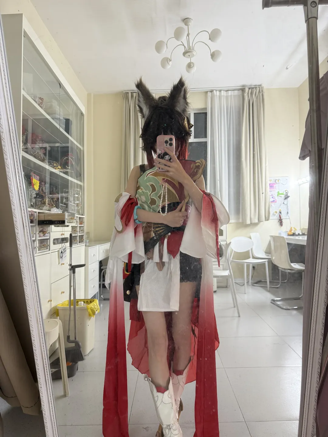 崩坏星穹铁道, 停云cos, 对镜自拍, cosplay试衣, 狐人装扮 - 第2张
