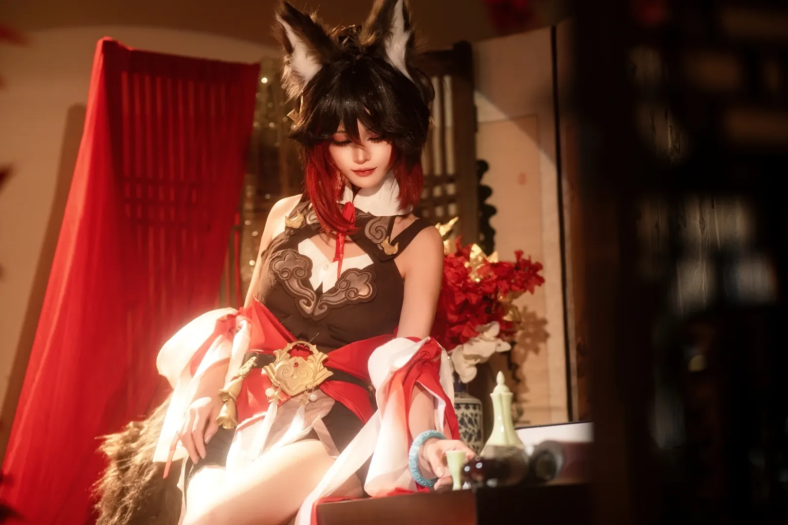 崩坏星穹铁道, 古风cosplay, 停云cos, 狐耳出镜, 内景摄影 - 第2张
