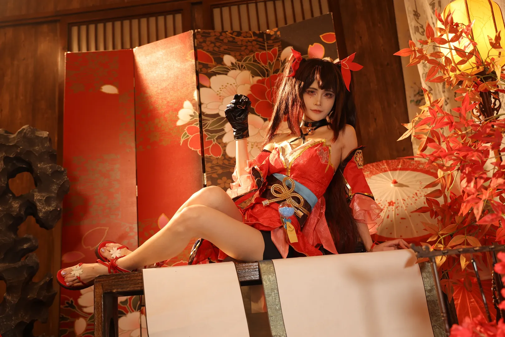 Honkai: Star Rail, Japanese-style photography, Anime cosplay, Sparkle cosplay, Red and black color scheme cosplay