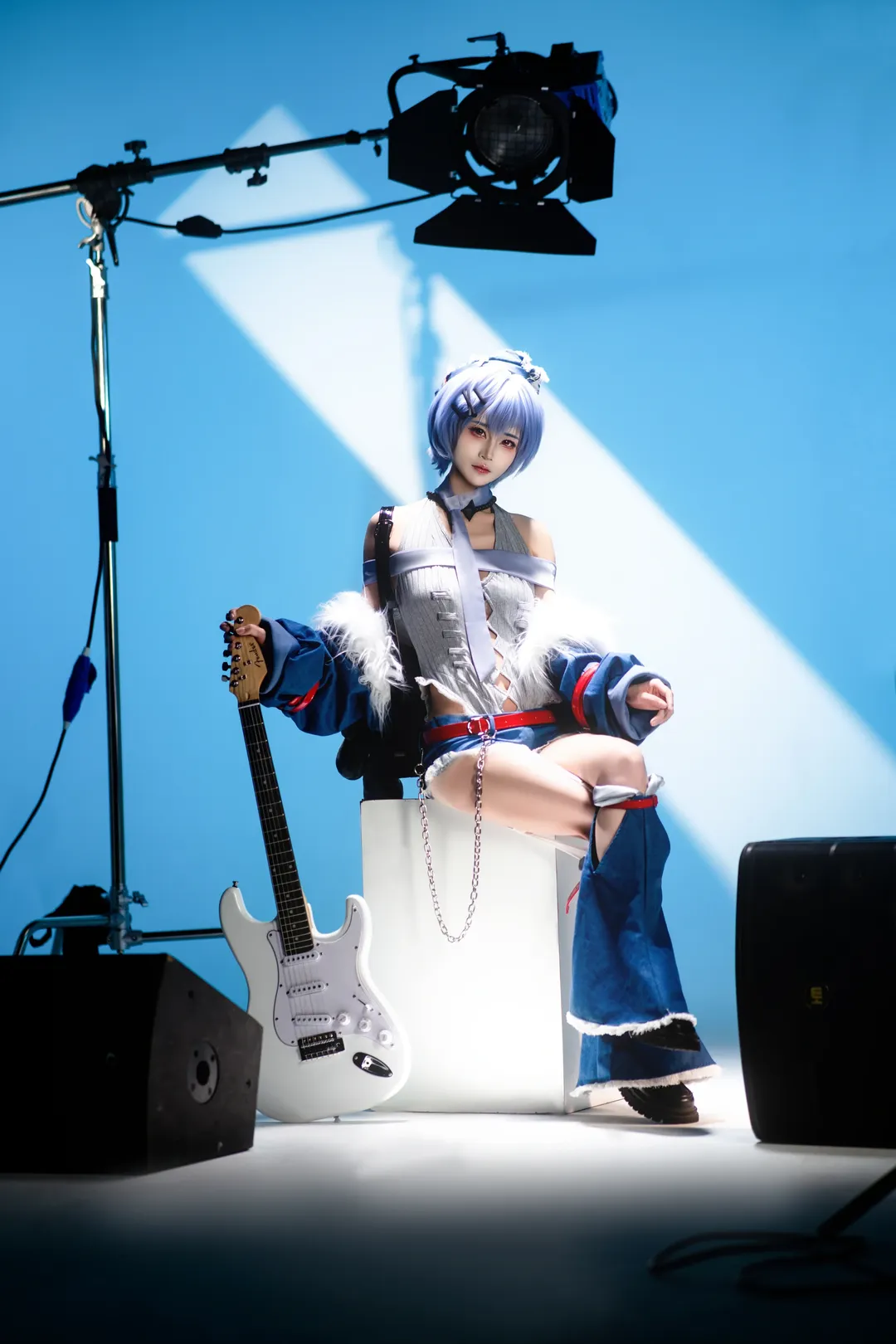 绫波丽cos, 丝袜, EVA 新世纪福音战士, 摇滚风格, 蓝色调摄影 - 第9张