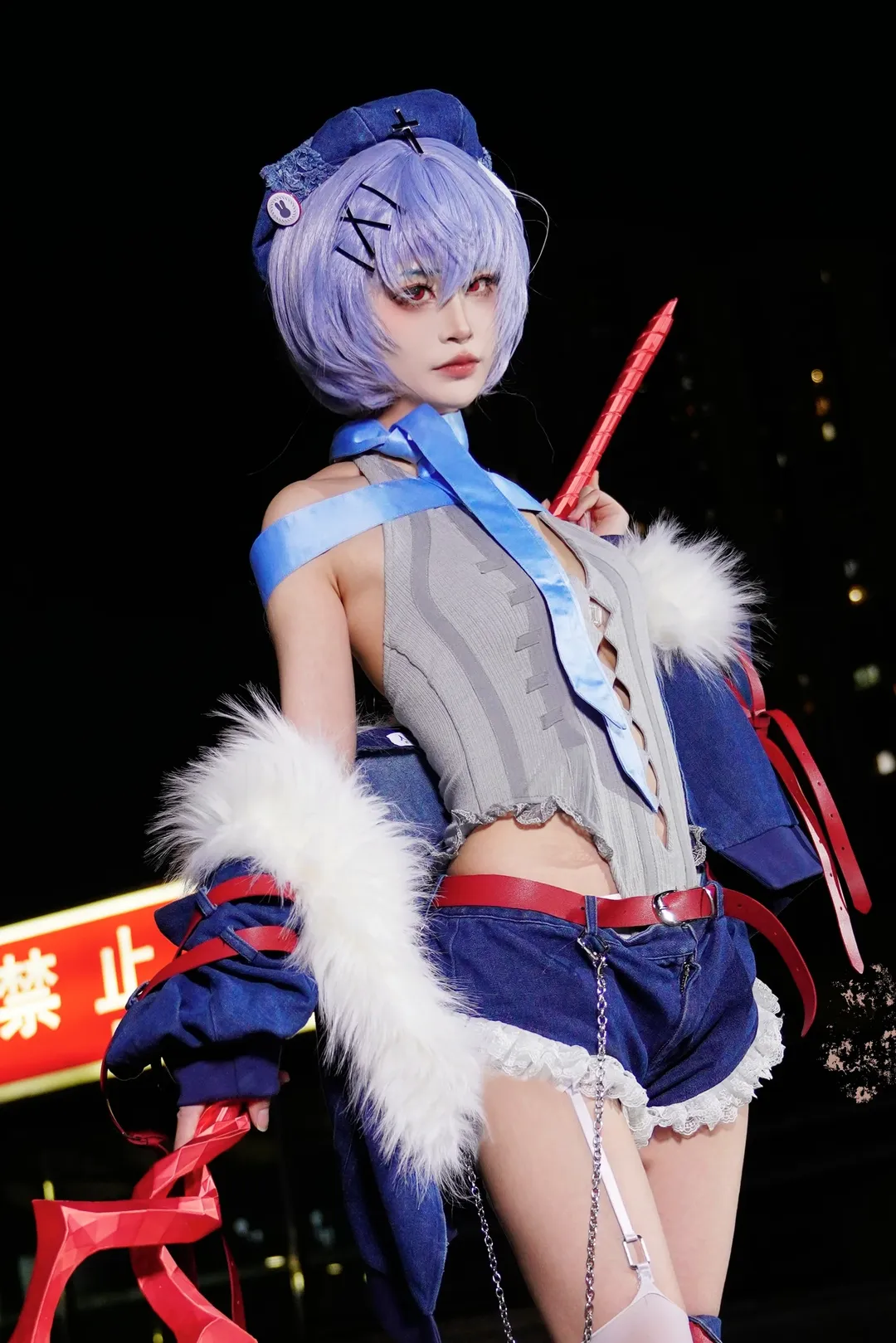 绫波丽cos, 白丝, 新世纪福音战士, 摇滚风, cosplay摄影