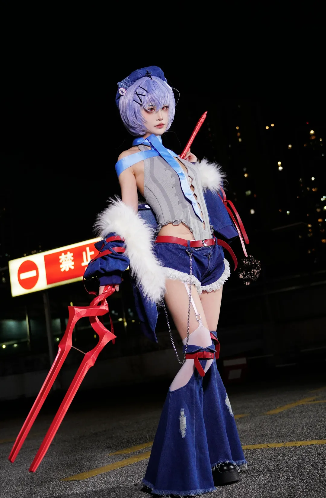 绫波丽cos, 白丝, 新世纪福音战士, 摇滚风, cosplay摄影 - 第2张
