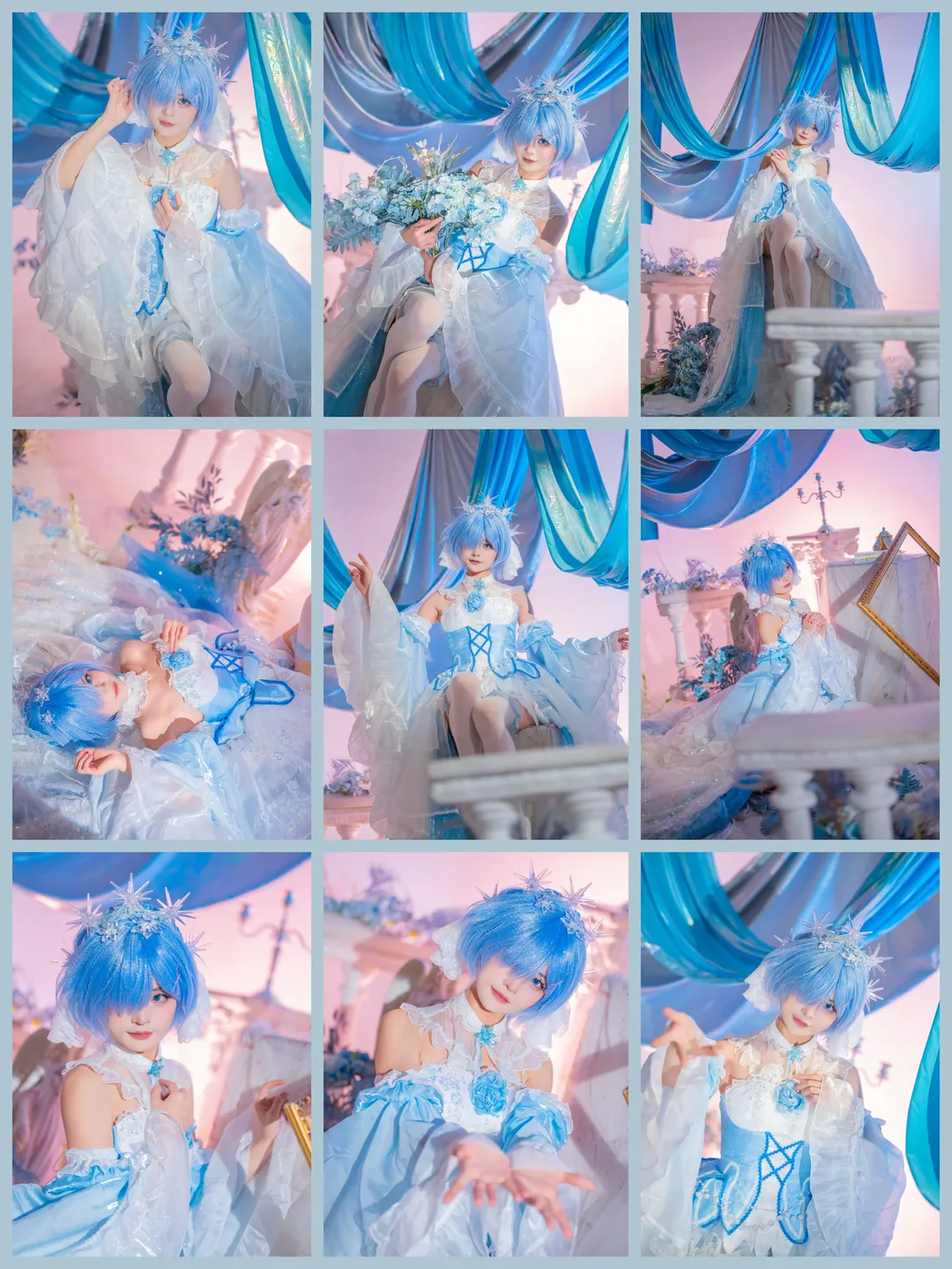 cosplay, 从零开始的异世界生活, 蕾姆cos, 白丝袜, 蓝白洛丽塔 - 第1张