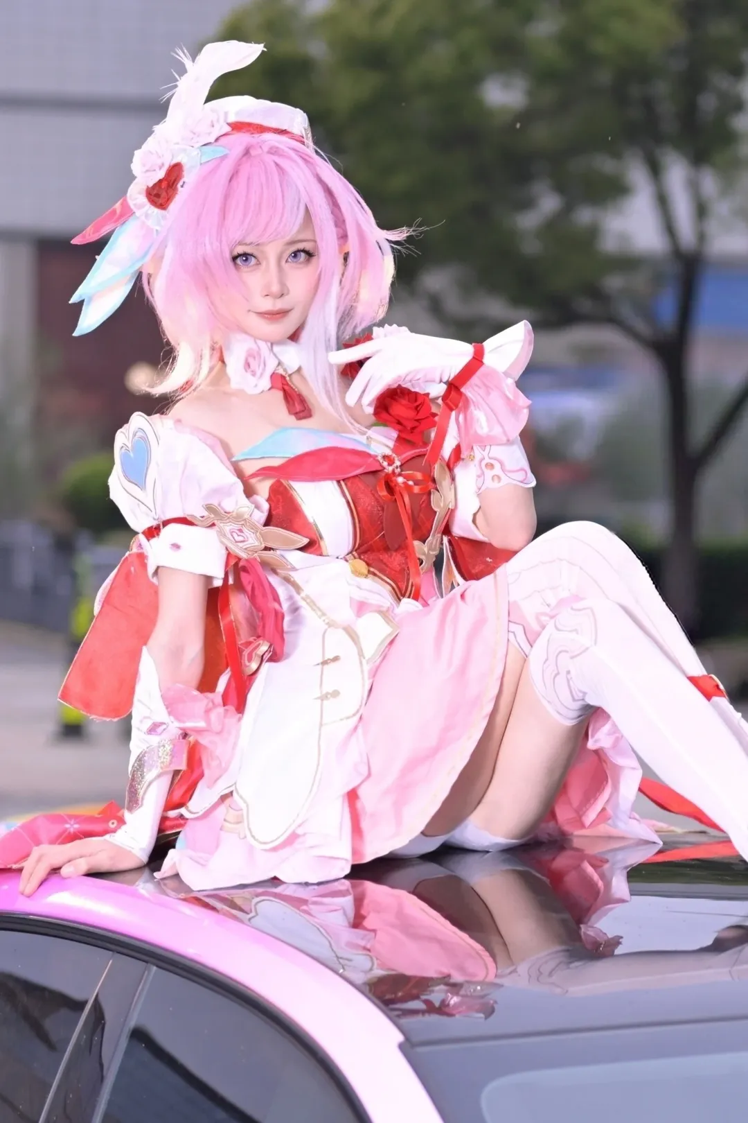 爱莉希雅cos, 崩坏3, cosplay, 漫展外景, 白色丝袜