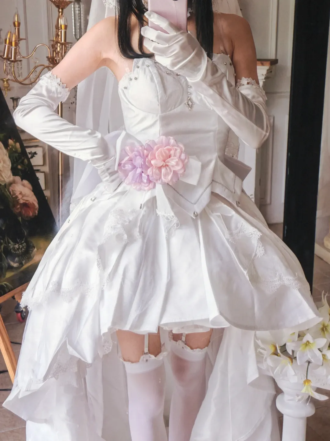 cosplay, 花嫁cos, 白丝, cos试衣, 时崎狂三cos