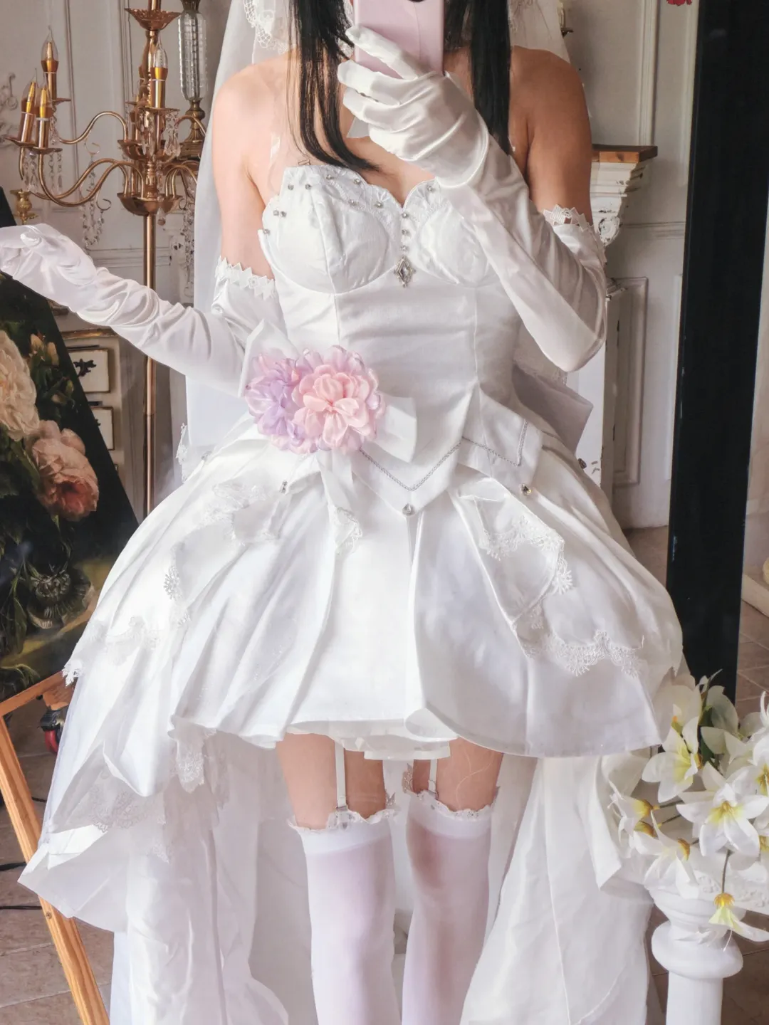 コスプレ, 花嫁コスプレ, 白ストッキング, コスプレ試着, 時崎狂三 コスプレ - 5枚目