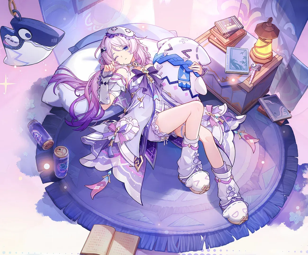 Purple color scheme, Anime convention daily life, Genshin Impact cosplay, Pajama cosplay, C108