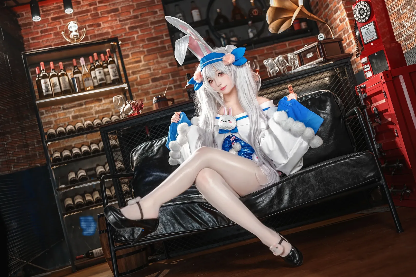 二次元攝影, 碧藍航線, 拉菲cos, 白絲穿搭, 兔女郎cos