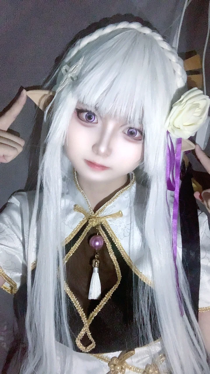 cosplay, 从零开始的异世界生活, 艾米莉亚cos, 银发精灵, 爱蜜莉雅