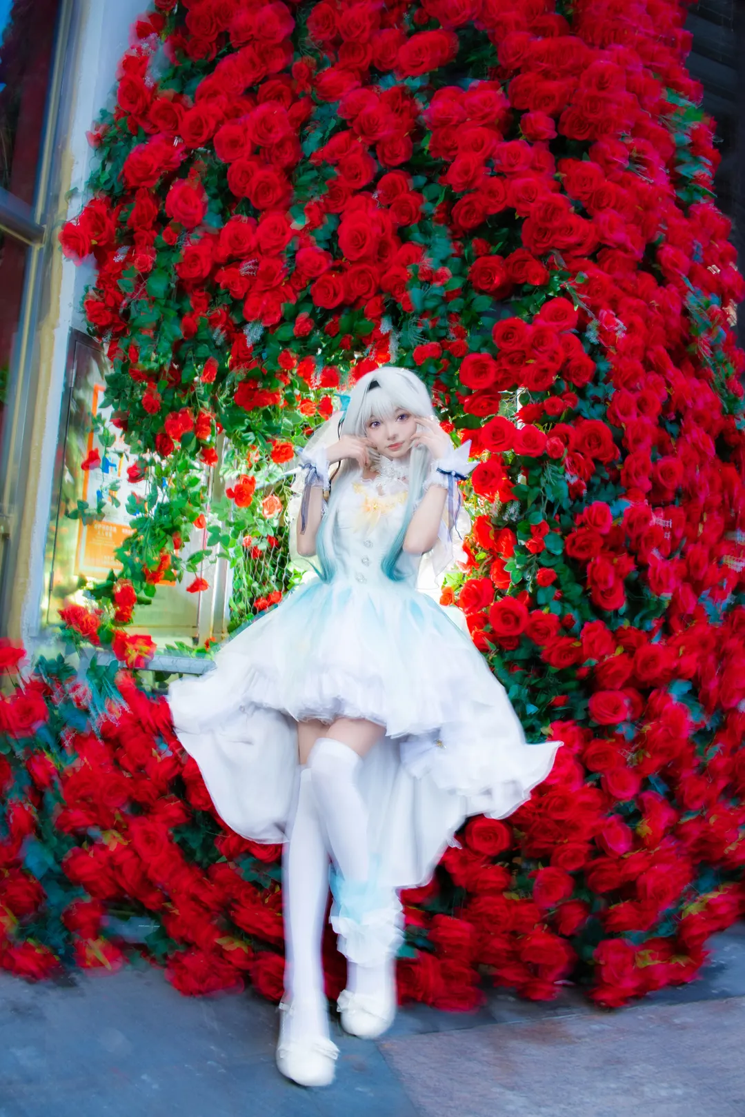 崩壊：スターレイル, ホタル コスプレ, 白ニーソコーデ, 花嫁ホタル, ぐるぐるボケ撮影