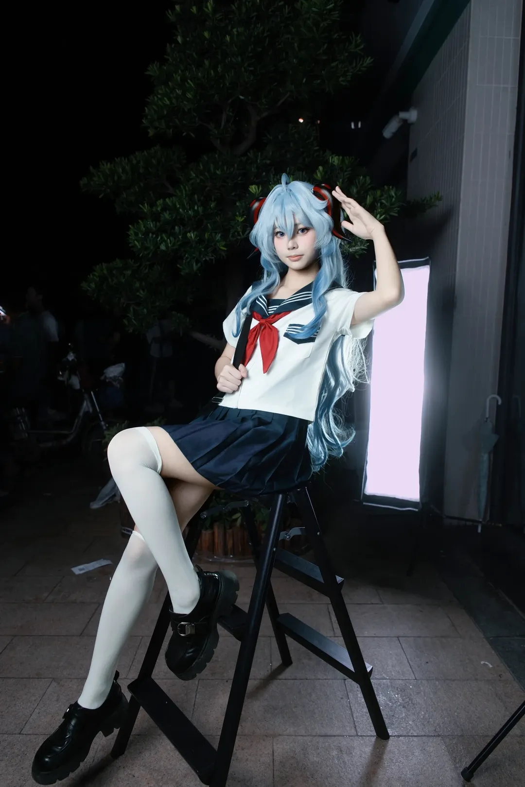 原神, 甘雨cos, JK制服, 夜景cos, 广州萤火虫漫展