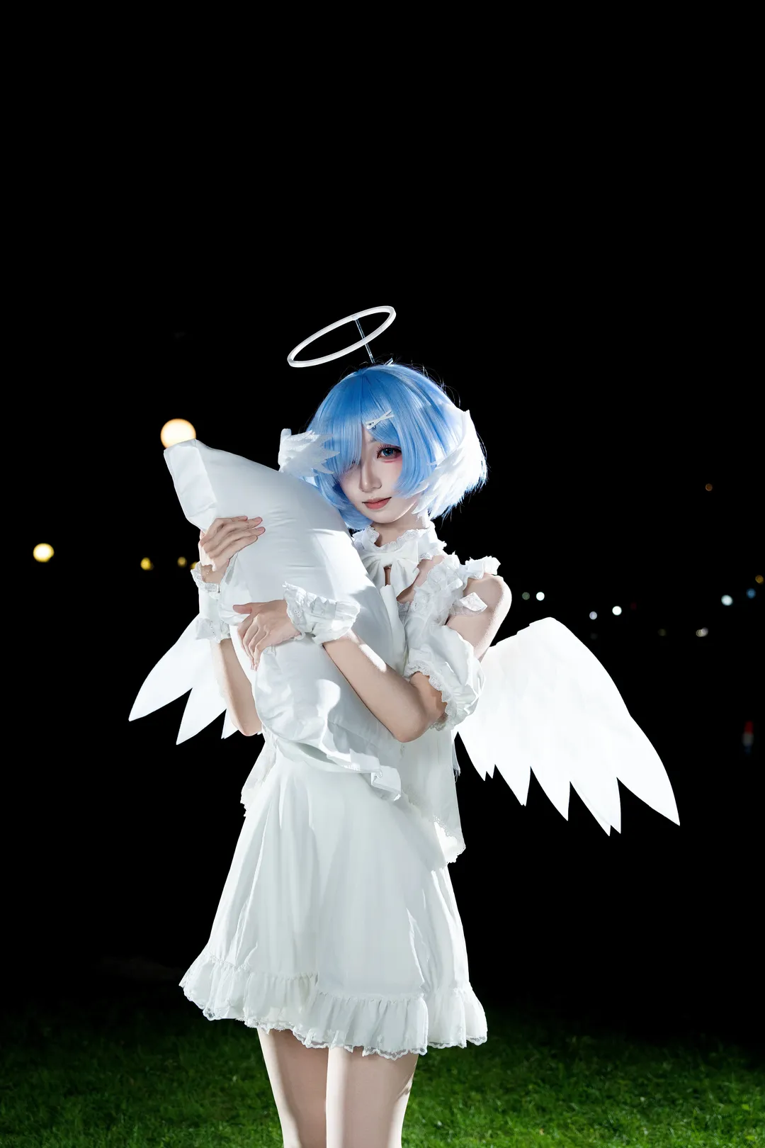 コスプレ, レム コスプレ, イベント撮影, 天使コスプレ, 夜間屋外撮影 - 3枚目