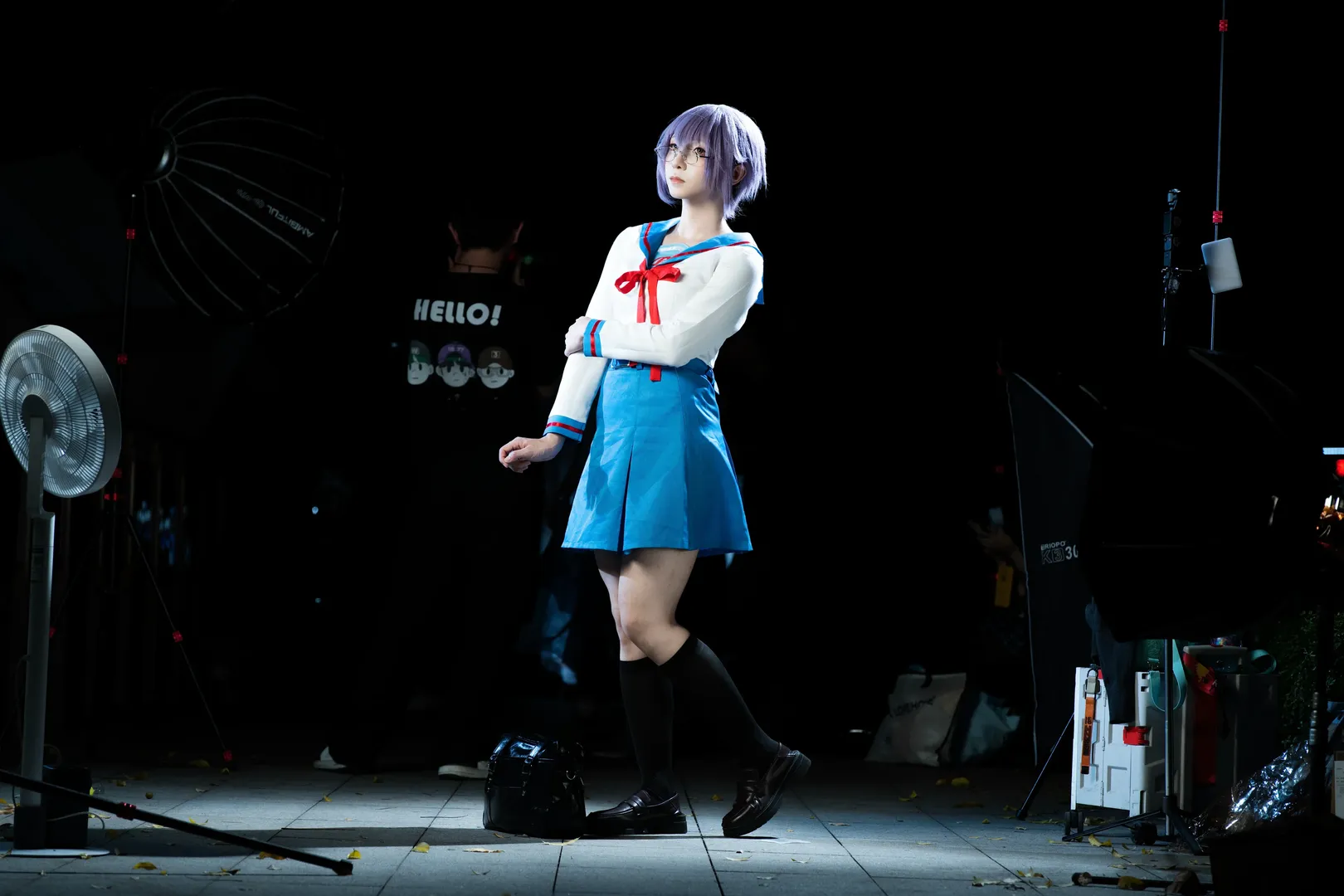 夜景cosplay, 动漫星城, 黑丝长筒袜, 长门有希cos, 凉宫春日忧郁 - 第1张