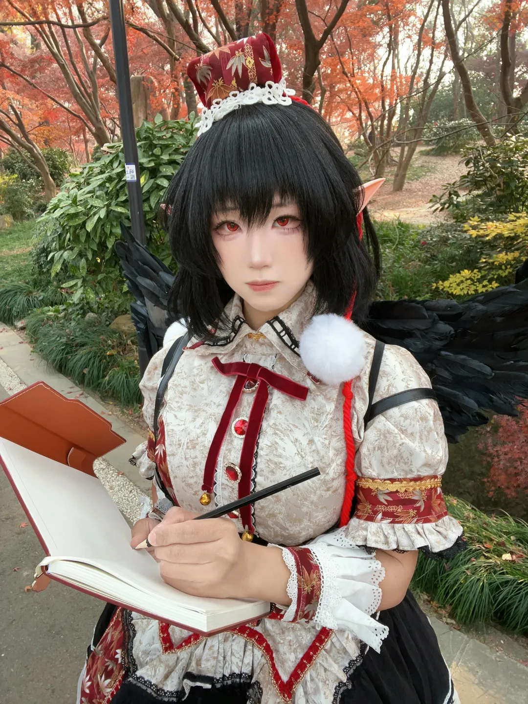 东方Project, 射命丸文cos, cosplay分享, 枫叶林外景, 摄影幕后 - 第1张