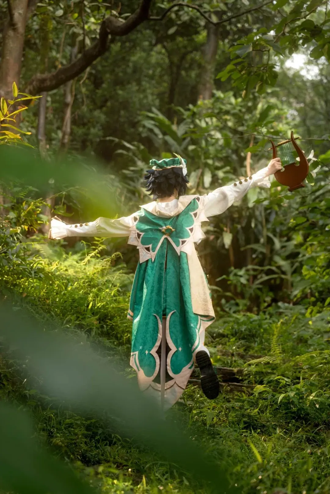 Genshin Impact, Forest photography, White stockings, Outdoor photoshoot, Venti cosplay - Image 6