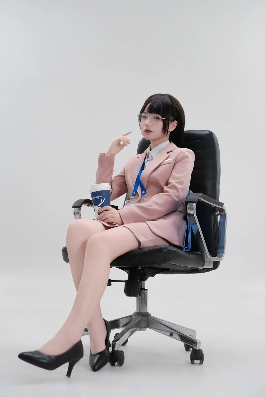 棚拍寫真, 辦公室穿搭, 肉色絲襪, OL風cosplay, 上班摸魚