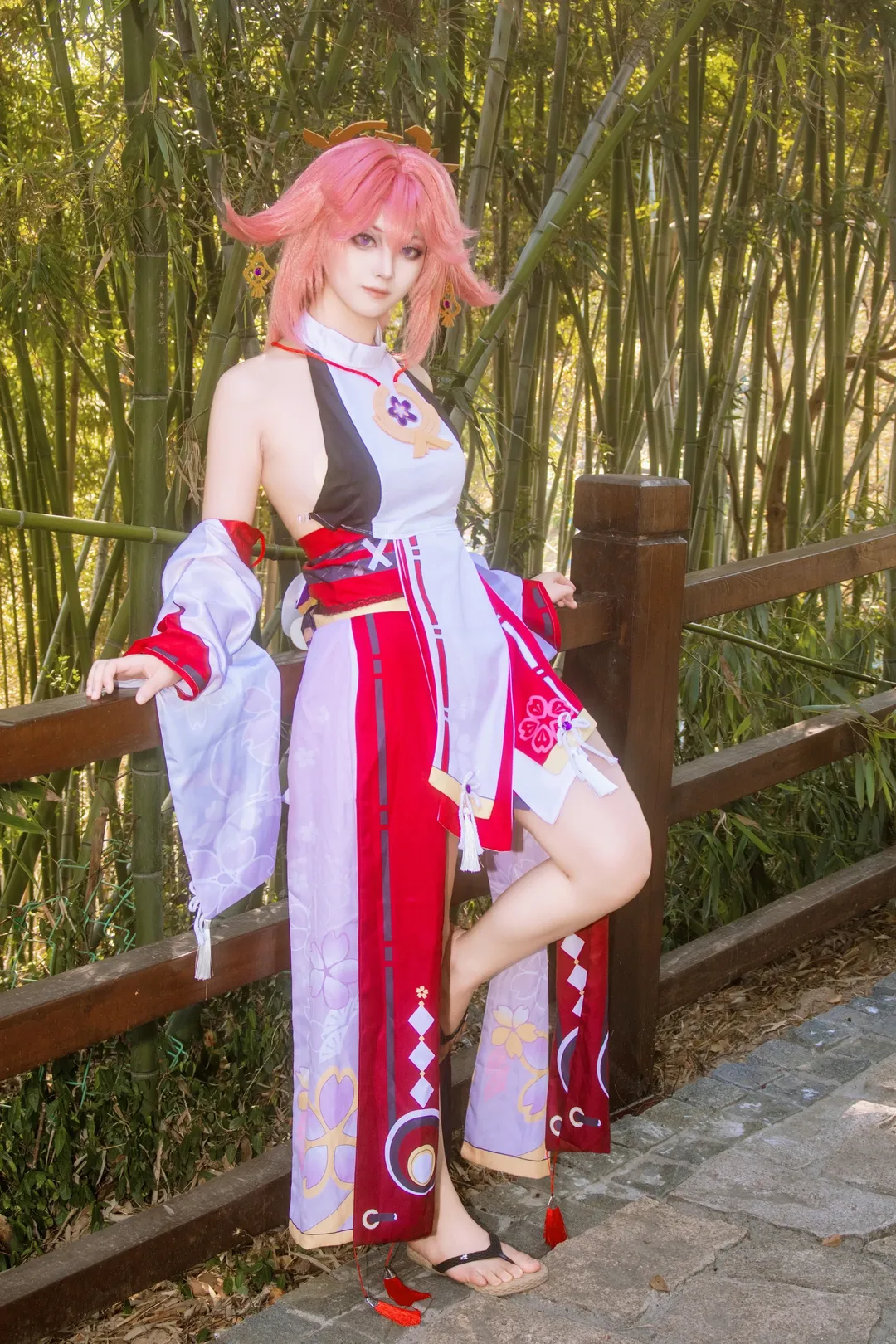 原神, 八重神子cos, 漫展摄影, 户外cosplay, 和风巫女