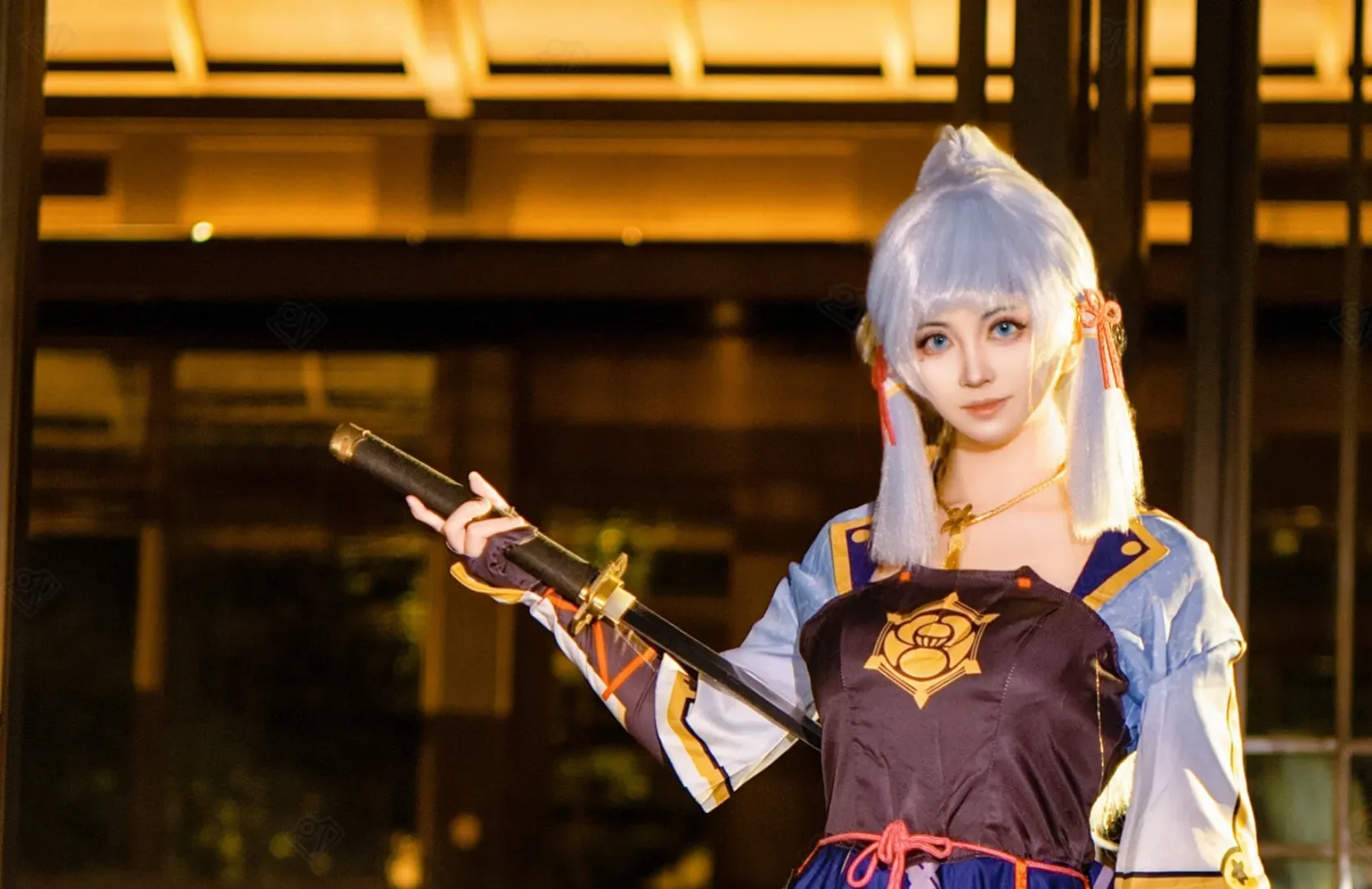 原神, Cosplay摄影, 神里绫华cos, 二次元人像, 夜景逆光拍摄 - 第2张