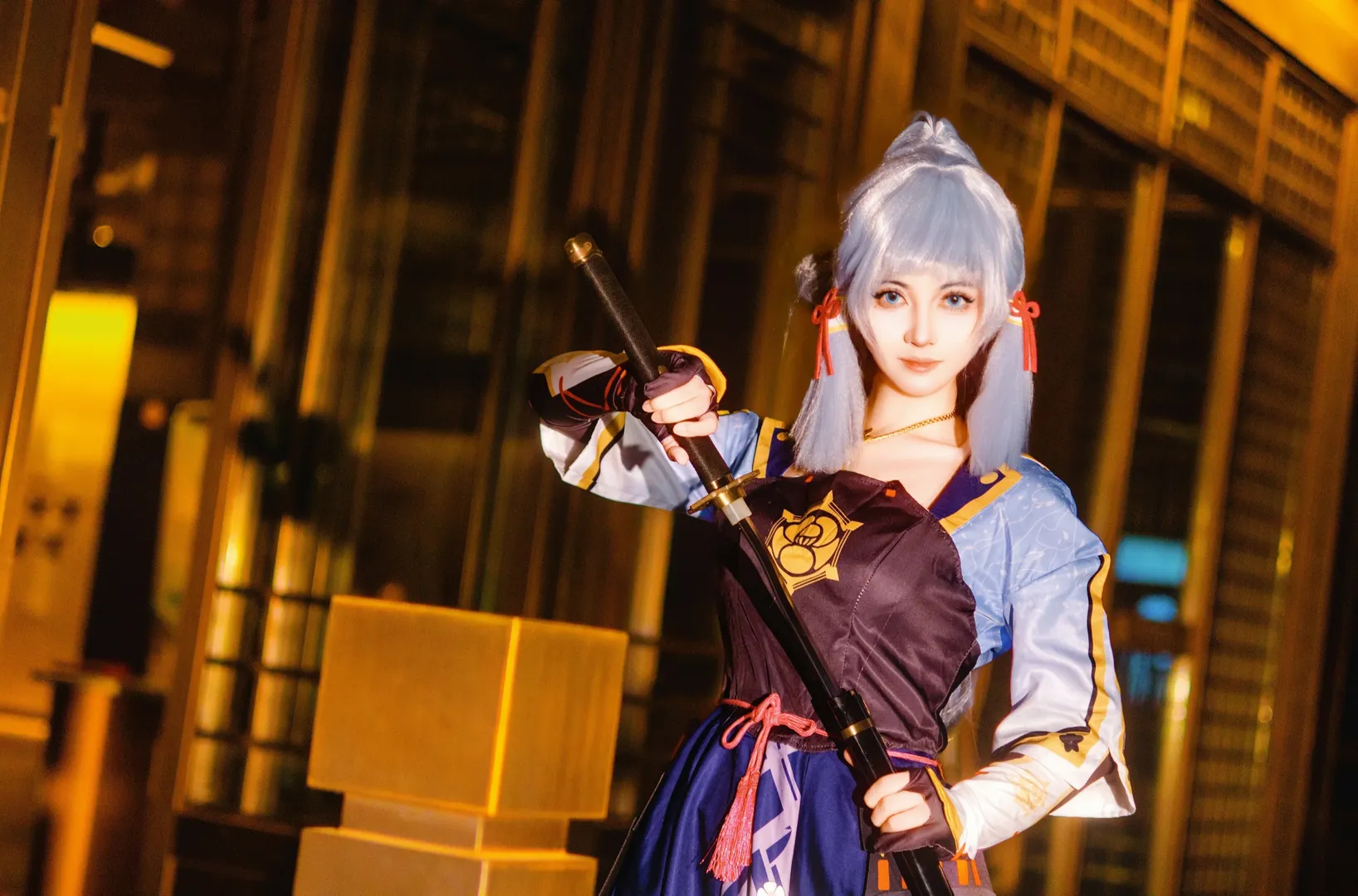 原神, Cosplay攝影, 神裡綾華cos, 二次元人像, 夜景逆光拍攝